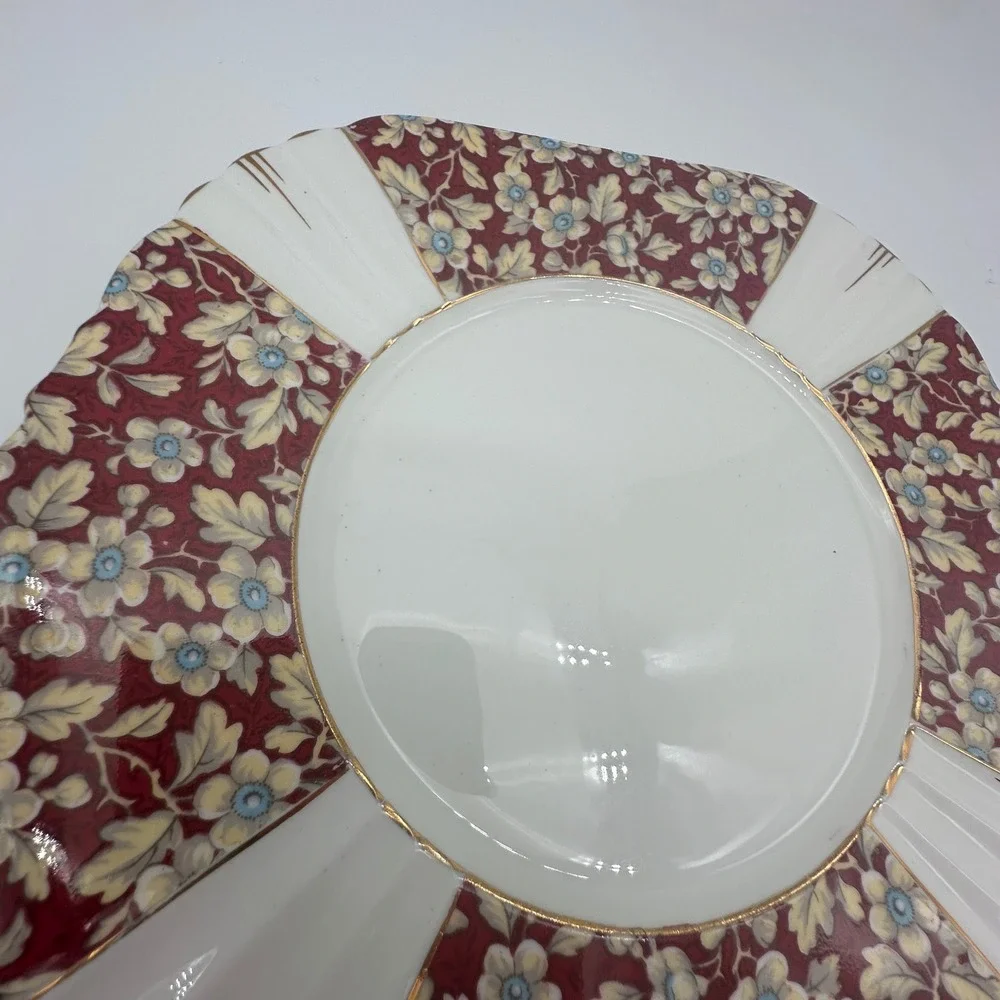 Royal Albert Brocade Art Deco Serving Plate Square Scalloped Floral Platter